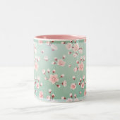 Mint, kersenbloesem, lentesbloem, japans, sakura tweekleurige koffiemok (Center)
