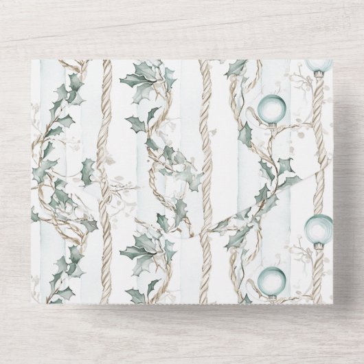 Mint Kerst Ornamenten bruiloft All In One Uitnodiging (Achterkant)