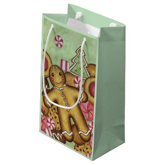 Mint Kerstmis Cookies Cadeauzak Klein Cadeauzakje (Achterkant Gekanteld)