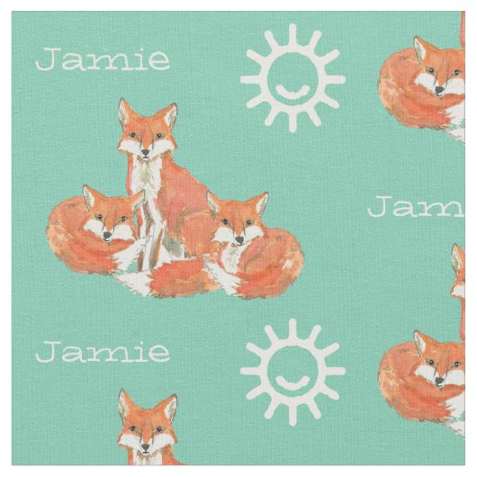 Mint Kinder Sunshine Fox Tracks Gepersonaliseerd Stof (Close Up)