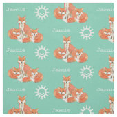 Mint Kinder Sunshine Fox Tracks Gepersonaliseerd Stof (Swatch)