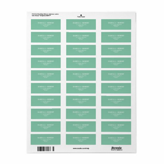 Mint klassieke gepersonaliseerde bruiloft etiket (Full Sheet)