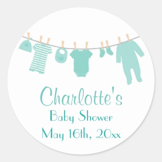 Mint Kleding Baby shower Stickers (Voorkant)