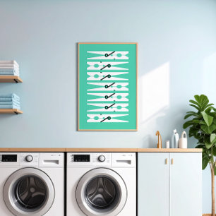 Mint  kleding pinnen Grafisch washuis Kunst Poster