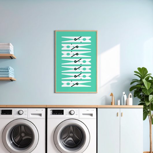 Mint  kleding pinnen Grafisch washuis Kunst Poster