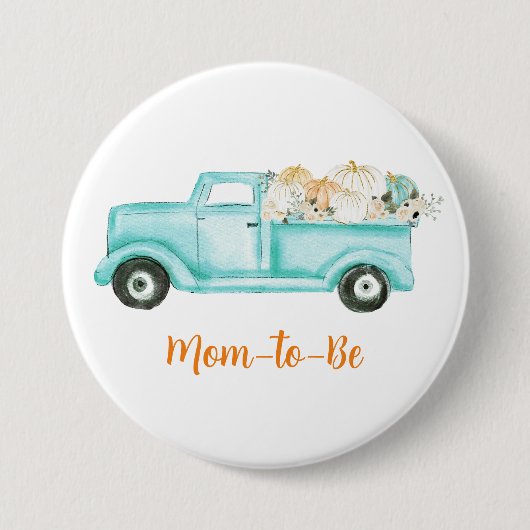 Mint kleine pompoen Baby shower mam om te zijn Ronde Button 7,6 Cm (Voorkant)