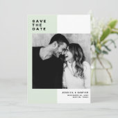 Mint kleur blok met moderne typografie foto save the date (Staand voorkant)