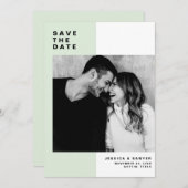 Mint kleur blok met moderne typografie foto save the date (Voorkant / Achterkant)
