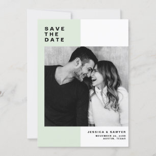 Mint kleur blok met moderne typografie foto save the date