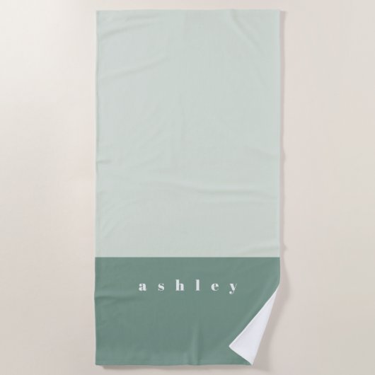 Mint Kleurblok Gepersonaliseerd Strandlaken (Voorkant)