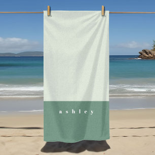 Mint Kleurblok Gepersonaliseerd Strandlaken