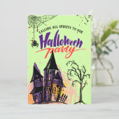 Mint Kleurrijke Abstracte Halloween Party Kaart (Staand voorkant)