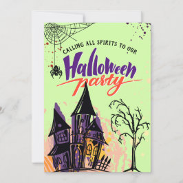 Mint Kleurrijke Abstracte Halloween Party Kaart