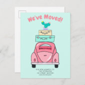 Mint koffer auto illustratie bewegende aankondigin aankondigingskaart (Voorkant / Achterkant)