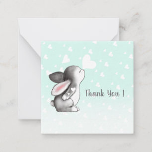 Mint konijntje hart confetti dank u briefkaarten