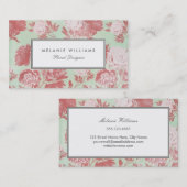  Mint Koraal Pioenen Bloemen Visitekaartjes (Voorkant / Achterkant)