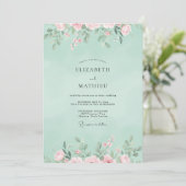 Mint Koraal Wilde Bloemen Bruiloft Kaart (Staand voorkant)
