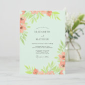 Mint Koraalblad Bruiloft Kaart (Staand voorkant)