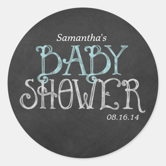 Mint  krijtbord Baby shower Ronde Sticker (Voorkant)