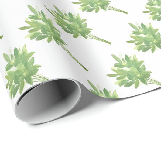 Mint kruiden botanische tuin waterverf patroon wo cadeaupapier (Rol Hoek)
