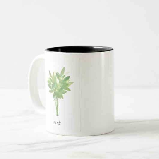 Mint kruiden botanische tuin  waterverf tweekleurige koffiemok (Voorkant links)