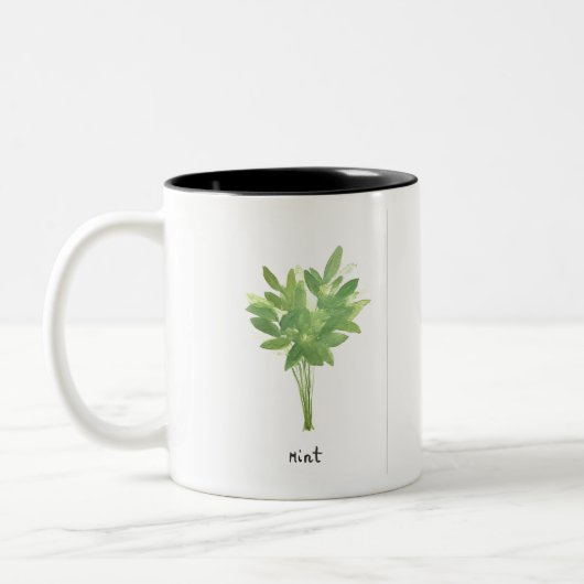 Mint kruiden botanische tuin  waterverf tweekleurige koffiemok (Links)