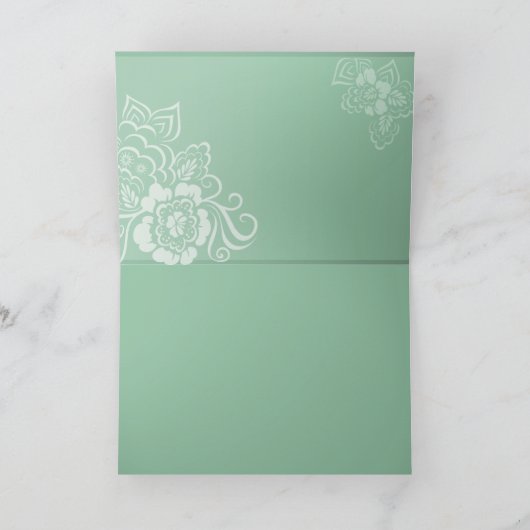 Mint Lace Bruiloft - Dank je Bedankkaart (Binnen)