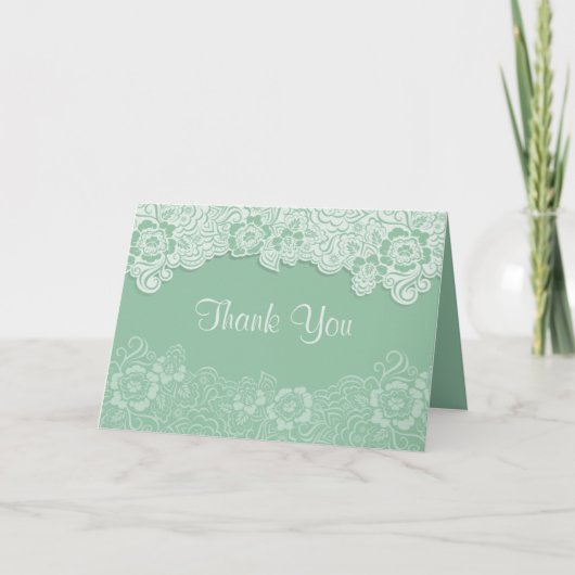 Mint Lace Bruiloft - Dank je Bedankkaart (Voorkant)