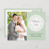 Mint Lace Doily bruiloft dank u Briefkaart (Voorkant / Achterkant)