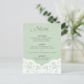 Mint Lace Doily Bruiloft Menu (Staand voorkant)