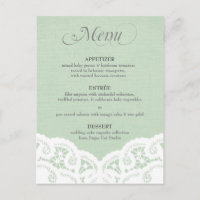 Mint Lace Doily Bruiloft Menu