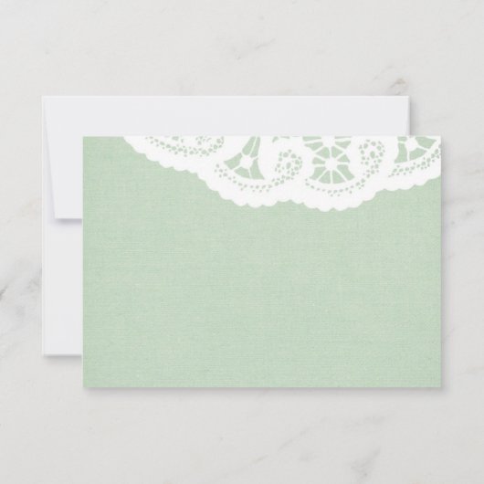 Mint Lace Doily Bruiloft RSVP (Achterkant)