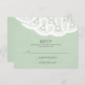 Mint Lace Doily Bruiloft RSVP (Voorkant / Achterkant)
