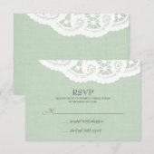 Mint Lace Doily Bruiloft RSVP Kaartje (Voorkant / Achterkant)