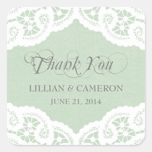 Mint Lace Doily dank u naam stickers (Voorkant)