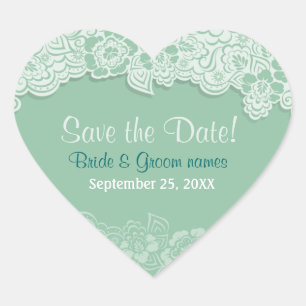 Mint Lace - Save the Date Hart Sticker