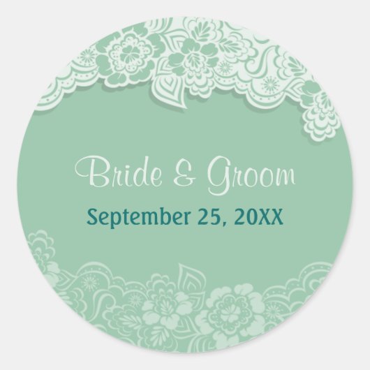 Mint Lace - Save the Date Ronde Sticker (Voorkant)