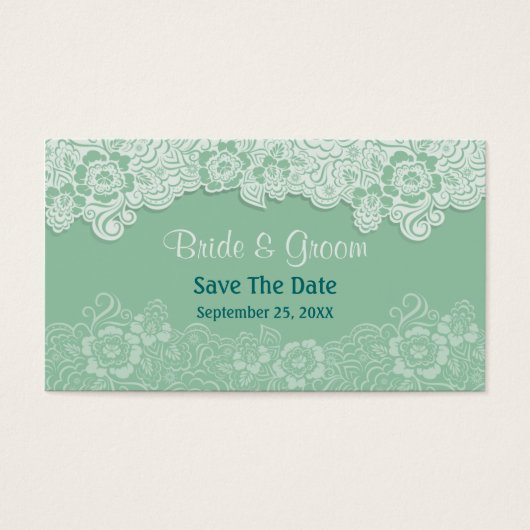 Mint Lace - Save the Date Visitekaartjes (Voorkant)
