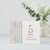 Mint  Lace Trouwtafel Nummer Kaart (Staand voorkant)
