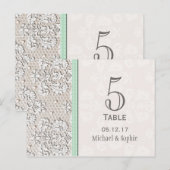 Mint  Lace Trouwtafel Nummer Kaart (Voorkant / Achterkant)