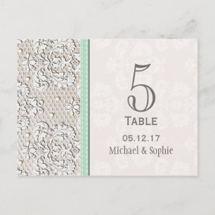 Mint  Lace Trouwtafel Nummer Kaart