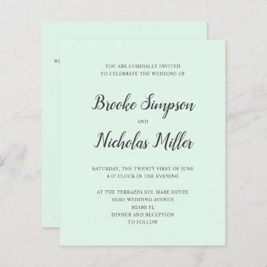 Mint LAGE KOSTEN Eenvoudig handgeschreven minimale (Voorkant / Achterkant)