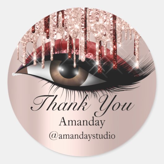 Mint Lashes Extension Makeup Artist Roos Burgundy Ronde Sticker (Voorkant)