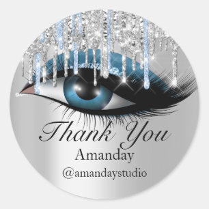 Mint Lashes Extension Makeup Artist Silver Blue Ronde Sticker