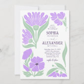 Mint Lavender Boho Retro Chic Wedding Kaart (Voorkant)