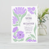 Mint Lavender Boho Retro Chic Wedding Kaart (Staand voorkant)
