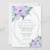 Mint Lavender Paarse Geometrische Waterverf Peonie Kaart (Voorkant)