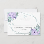 Mint Lavender Waterverf Peonies Geometric RSVP (Voorkant)
