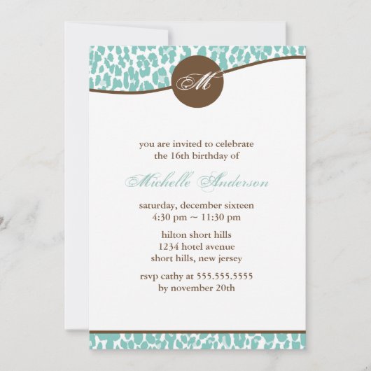 Mint Leopard Print Birthday Kaart (Voorkant)