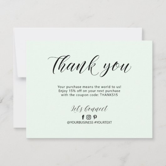Mint Lettering Zakelijk Pakket Bedankkaart (Voorkant)
